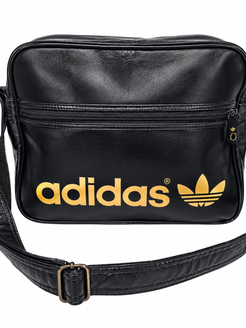adidas Black and Gold Trefoil Messenger Bag